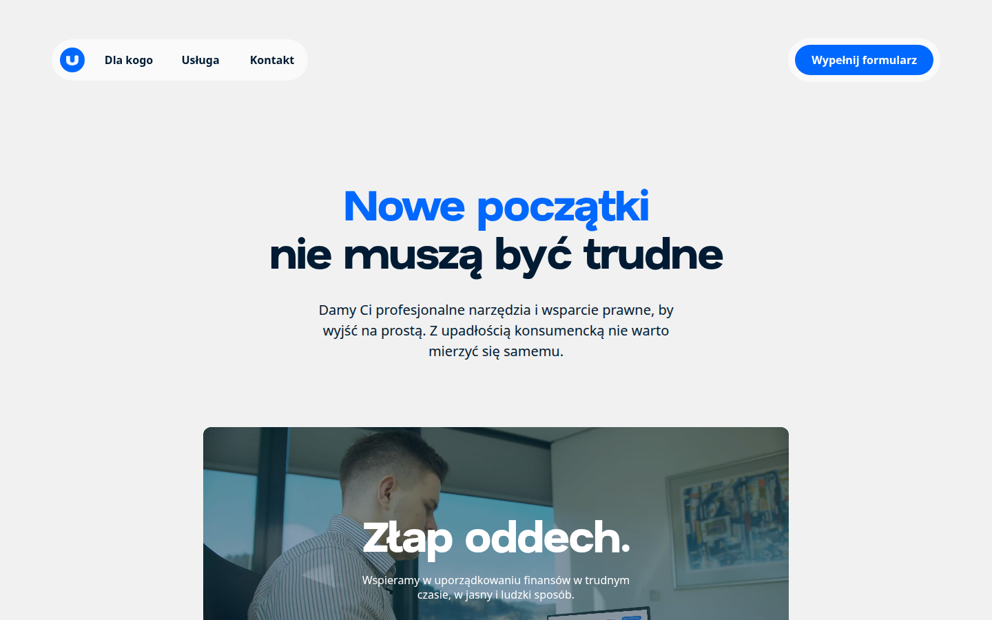 Strona główna PUK.PL z hasłem Nowe początki nie muszą być trudne